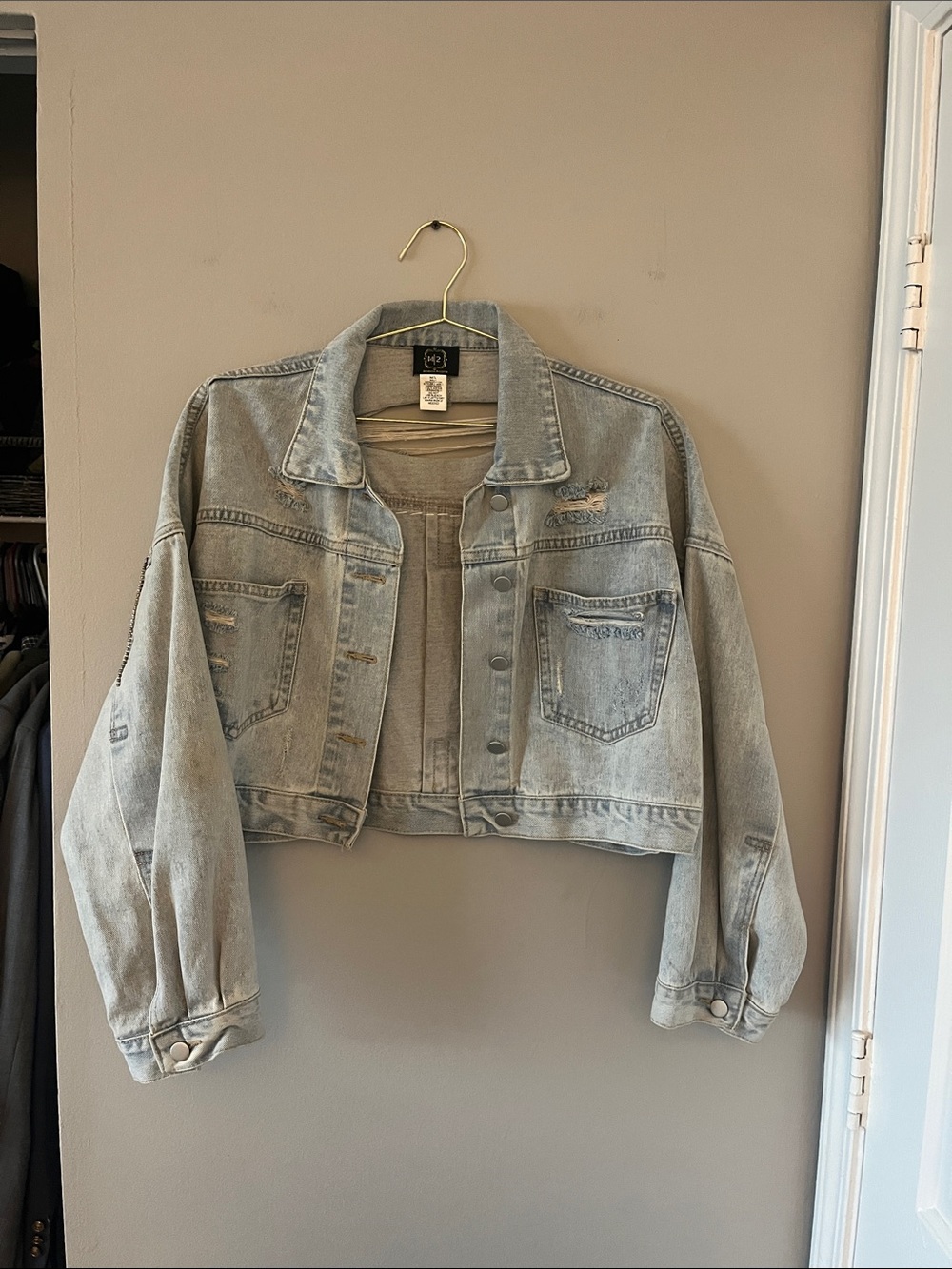 FRINGE Light Wash Cropped Denim Jacket
